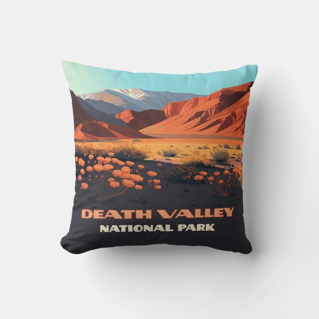 Death Valley National Park California Poppies Throw Pillow (Front)