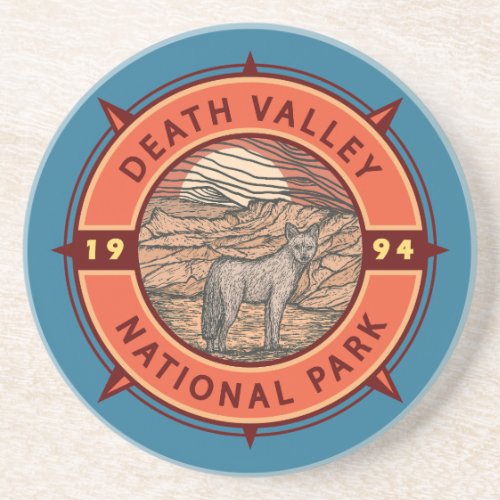 Death Valley National Park Coyote Retro Compass Coaster