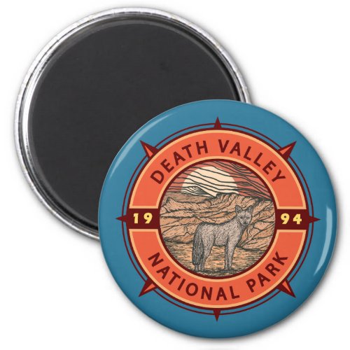 Death Valley National Park Coyote Retro Compass Magnet