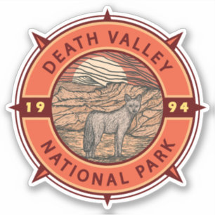 Death Valley National Park Coyote Retro Compass Sticker
