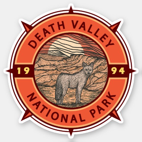 Death Valley National Park Coyote Retro Compass  Sticker