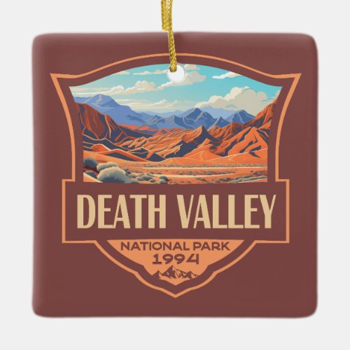 Death Valley National Park Illustration Retro Ceramic Ornament