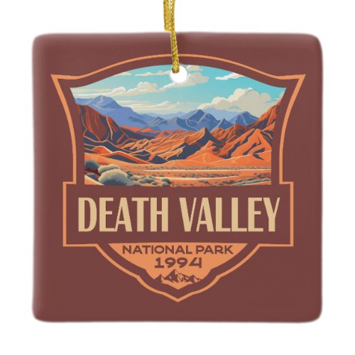 Death Valley National Park Illustration Retro Ceramic Ornament