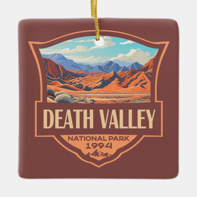 Death Valley National Park Illustration Retro Ceramic Ornament (Front)