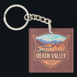 Death Valley National Park Illustration Retro Keychain<br><div class="desc">Death Valley vector artwork design. The park is known for Titus Canyon,  with a ghost town and colorful rocks,  and Badwater Basin’s salt flats,  North America’s lowest point.</div>