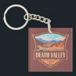 Death Valley National Park Illustration Retro Keychain<br><div class="desc">Death Valley vector artwork design. The park is known for Titus Canyon,  with a ghost town and colorful rocks,  and Badwater Basin’s salt flats,  North America’s lowest point.</div>