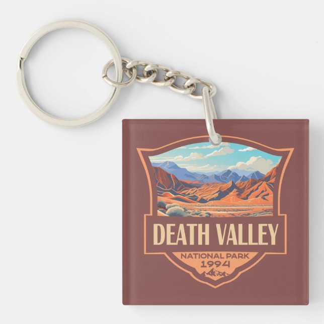Death Valley National Park Illustration Retro Keychain (Front)