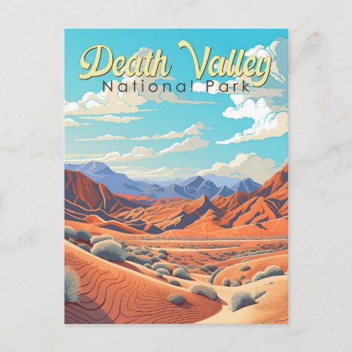 Death Valley National Park Illustration Retro Postcard