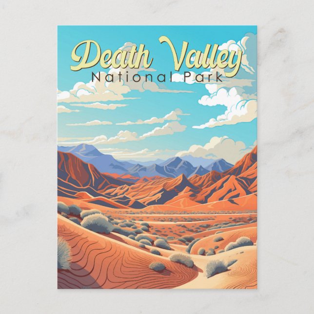 Death Valley National Park Illustration Retro Postcard (Front)