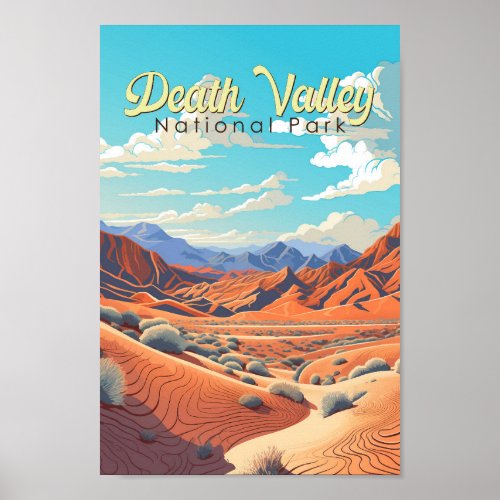 Death Valley National Park Illustration Retro Poster