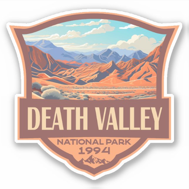 Death Valley National Park Illustration Retro Sticker (Front)