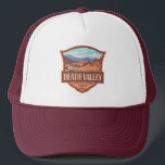 Death Valley National Park Illustration Retro Trucker Hat<br><div class="desc">Death Valley vector artwork design. The park is known for Titus Canyon,  with a ghost town and colorful rocks,  and Badwater Basin’s salt flats,  North America’s lowest point.</div>