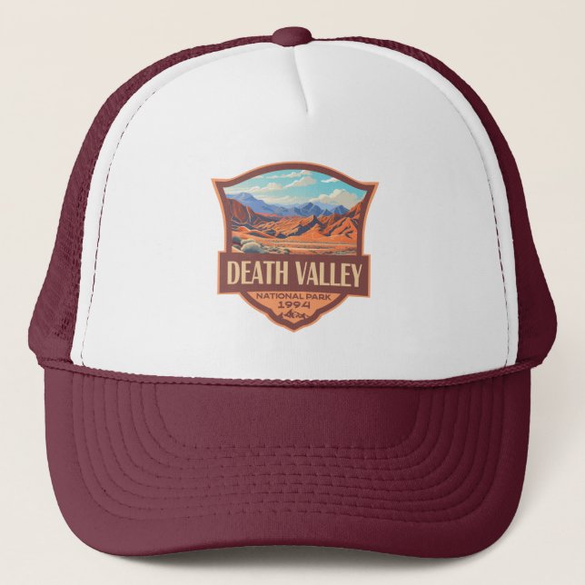 Death Valley National Park Illustration Retro Trucker Hat (Front)