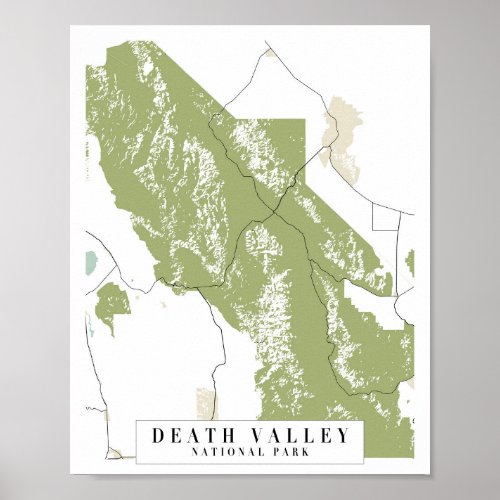 Death Valley National Park Retro Street Map Poster
