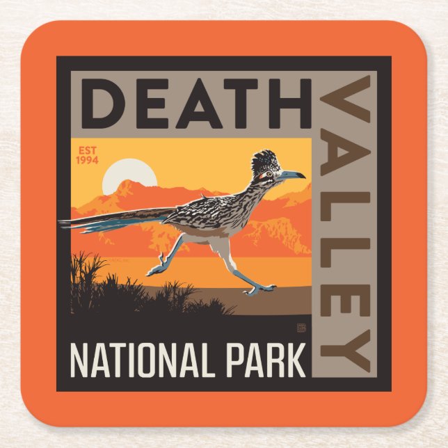 Death Valley National Park | Roadrunner Square Paper Coaster (Front)
