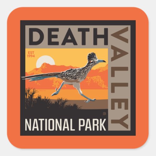 Death Valley National Park  Roadrunner Square Sticker