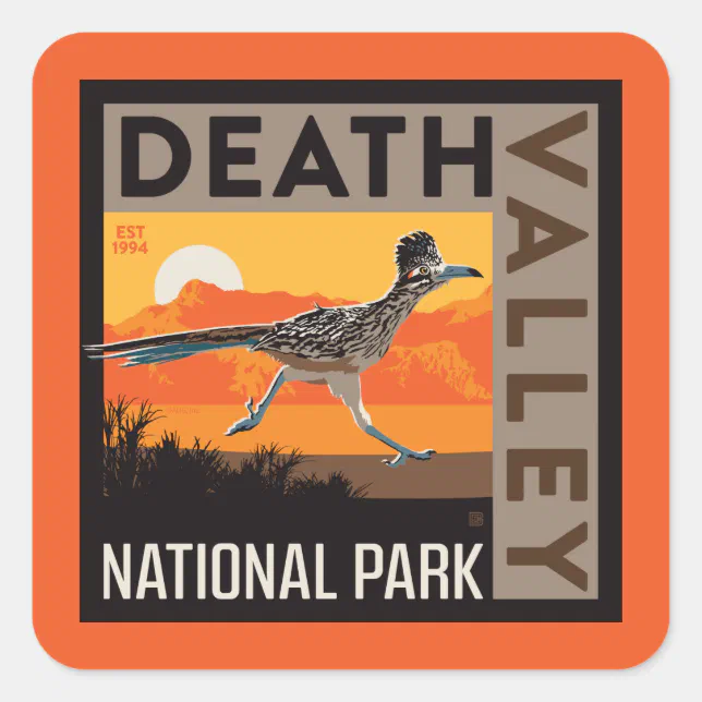 Death Valley National Park | Roadrunner Square Sticker | Zazzle