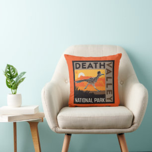 Death Valley National Park Roadrunner Throw Pillow