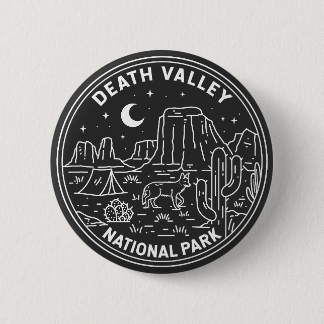 Death Valley National Park Sand Dunes Monoline   Button (Front)