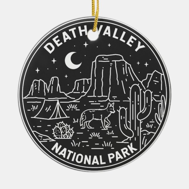 Death Valley National Park Sand Dunes Monoline  Ceramic Ornament (Front)