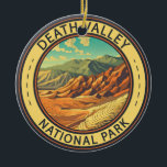 Death Valley National Park Vintage Travel Art Ceramic Ornament<br><div class="desc">Death Valley vector artwork design. The park is known for Titus Canyon,  with a ghost town and colorful rocks,  and Badwater Basin’s salt flats,  North America’s lowest point.</div>