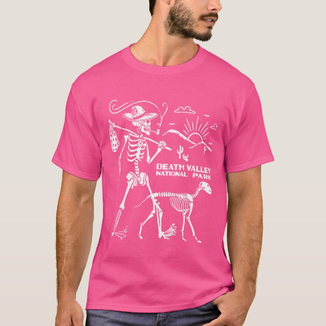 Death Valley Skeleton Hiking National Park Camping T-Shirt (Front)