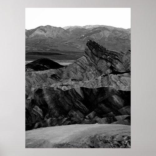Death Valley Zabriskie Point Black White Photo Poster