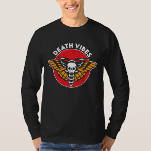 Death Vibes Moth Tattoo American Traditional Old S T-Shirt