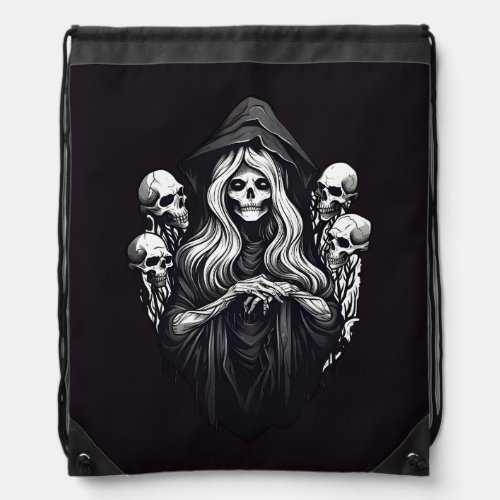 Death with skulls drawstring bag