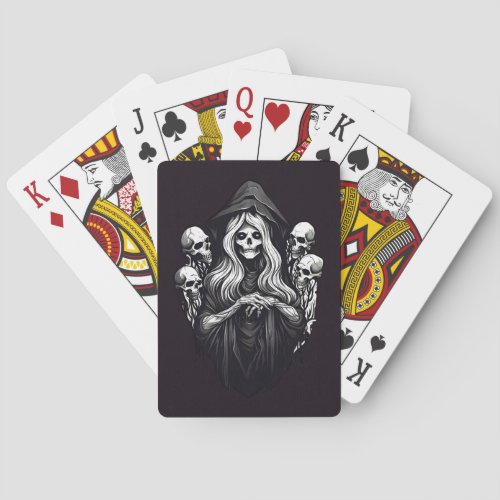 Death with skulls playing cards