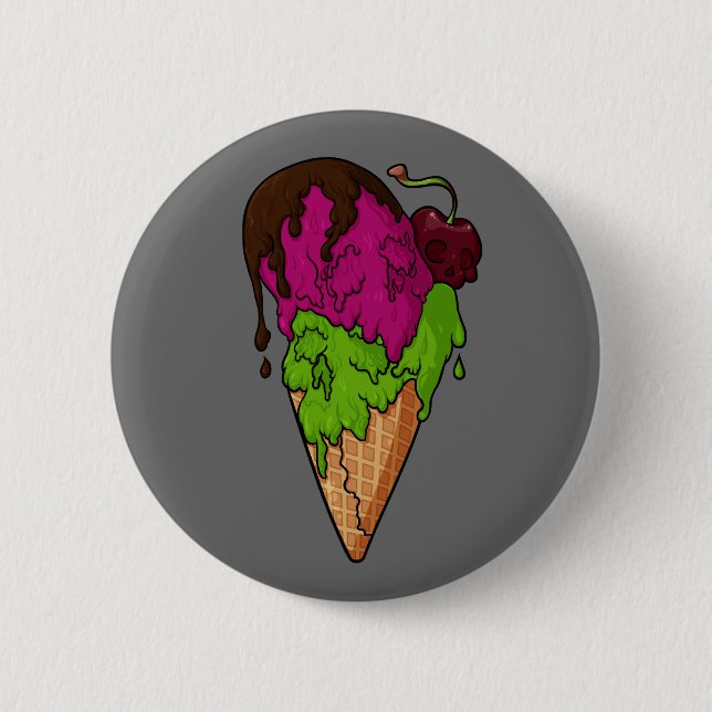 Deathly Sweet Berry Skull Ice Cream Button (Front)