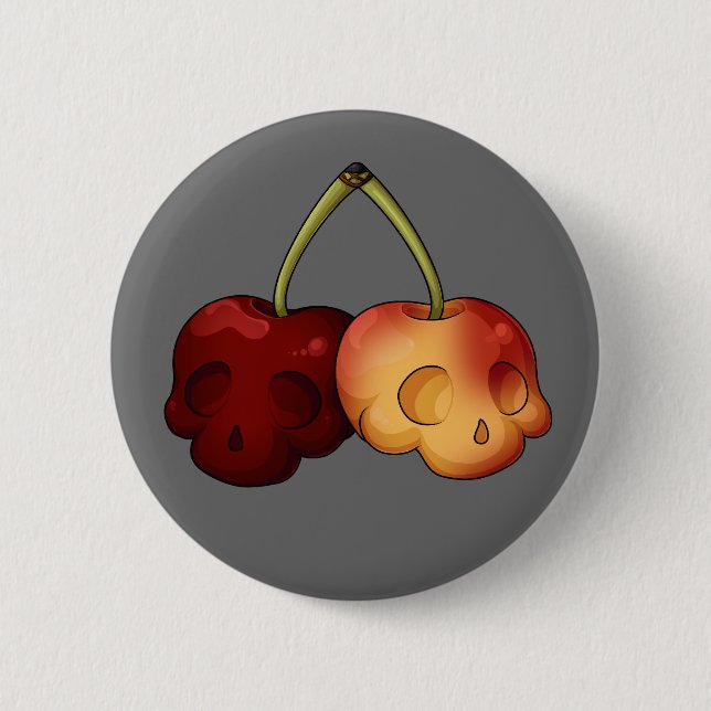 Deathly Sweet Cherry Skull Button (Front)