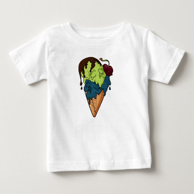 Deathly Sweet Mystery Skull Ice Cream Baby T-Shirt (Front)