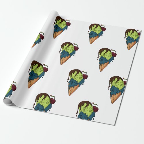 Deathly Sweet Mystery Skull Ice Cream Wrapping Paper