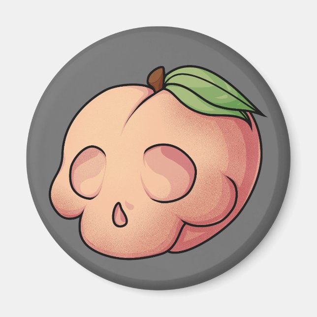 Deathly Sweet Skull Peach Magnet (Front)