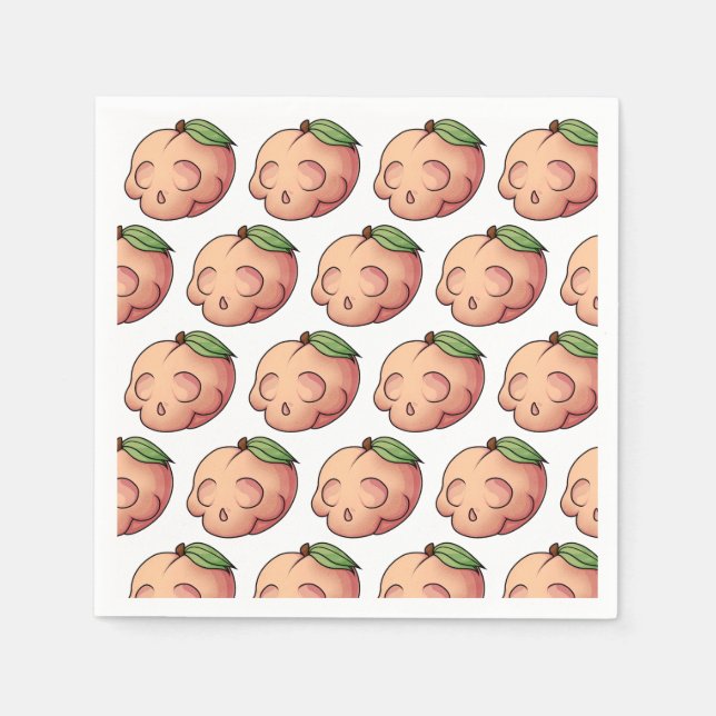 Deathly Sweet Skull Peach Napkins (Front)