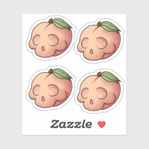 Deathly Sweet Skull Peach Sticker