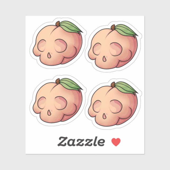 Deathly Sweet Skull Peach Sticker (Sheet)