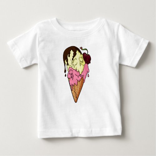 Deathly Sweet Strawberry n Banana Skull Ice Cream Baby T_Shirt