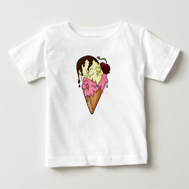 Deathly Sweet Strawberry n' Banana Skull Ice Cream Baby T-Shirt (Front)