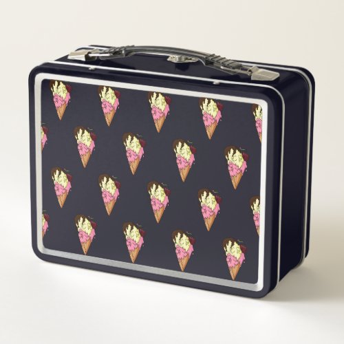 Deathly Sweet Strawberry n Banana Skull Ice Cream Metal Lunch Box