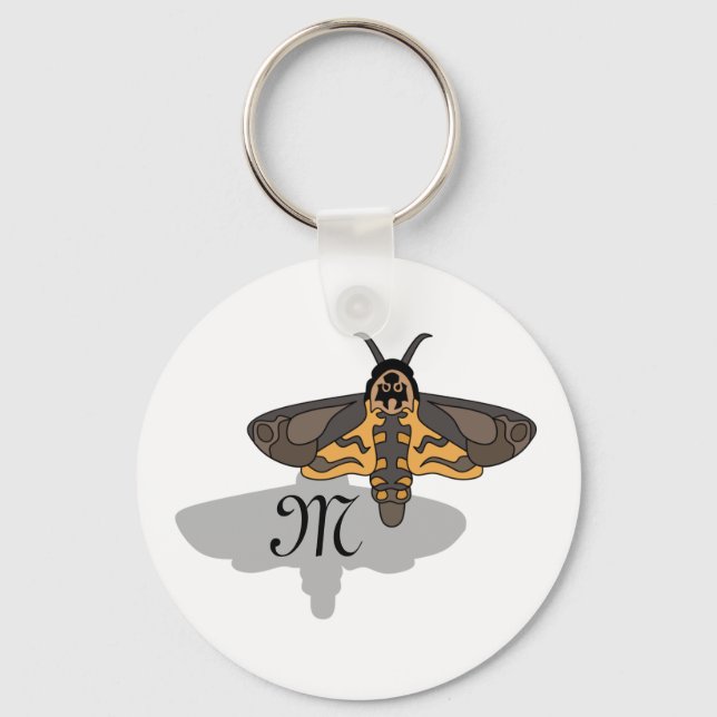 Death's Hawk Head Moth Monogram Keychain (Front)