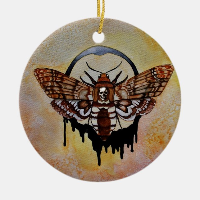 Death's Head Hawk Moth Ceramic Ornament (Front)