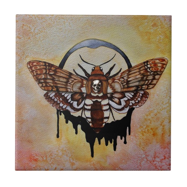 Death's Head Hawk Moth Ceramic Tile (Front)