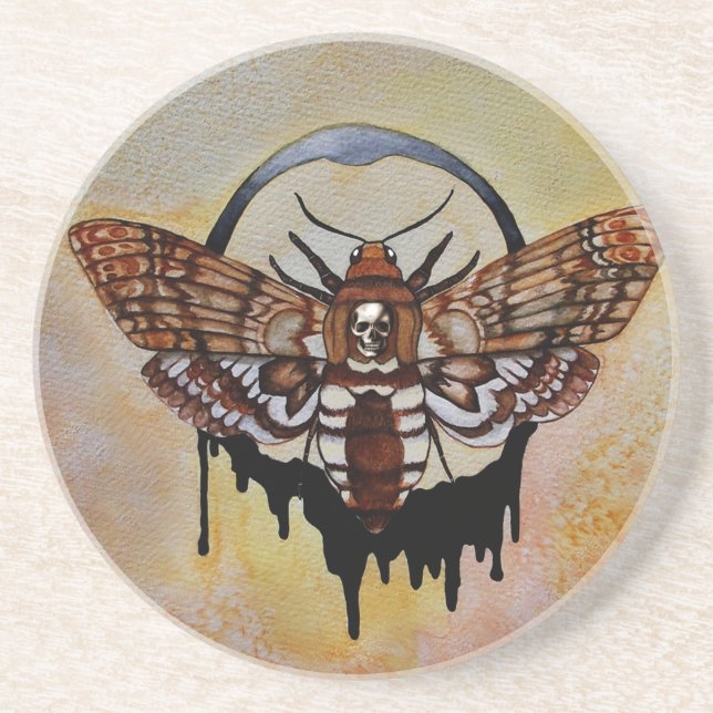 Death's Head Hawk Moth Drink Coaster (Front)