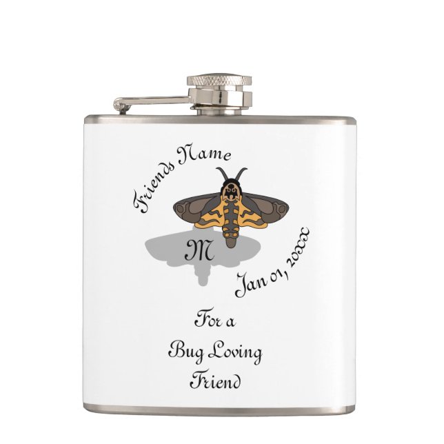 Death's Head Hawk Moth Monogram Flask (Front)