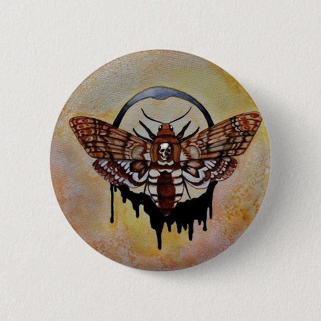 Death's Head Hawk Moth Pinback Button (Front)