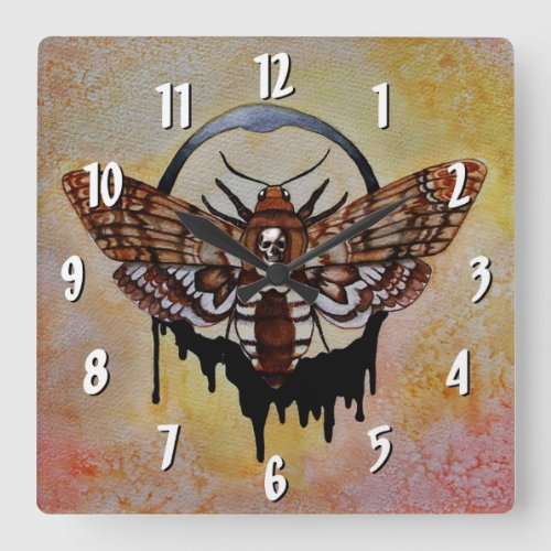 Deaths Head Hawk Moth Square Clock