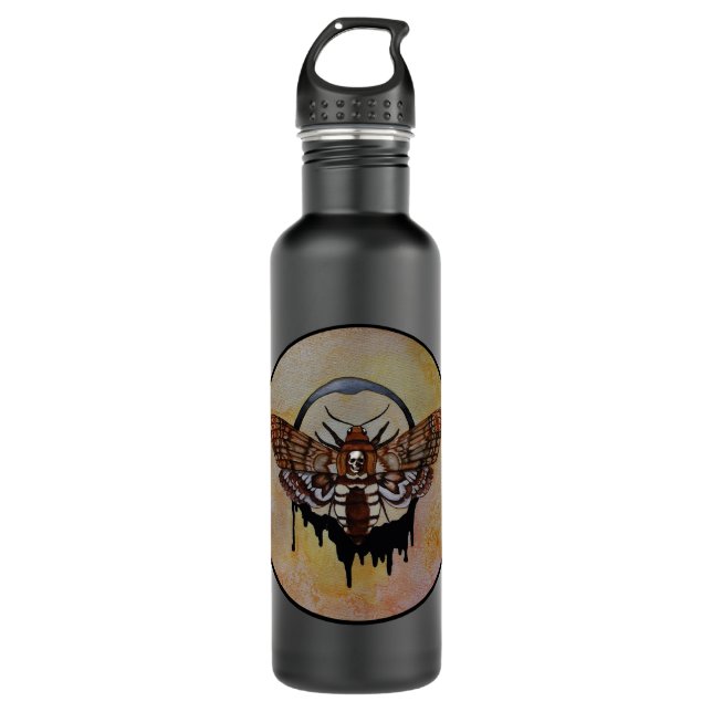 Death's Head Hawk Moth Stainless Steel Water Bottle (Front)