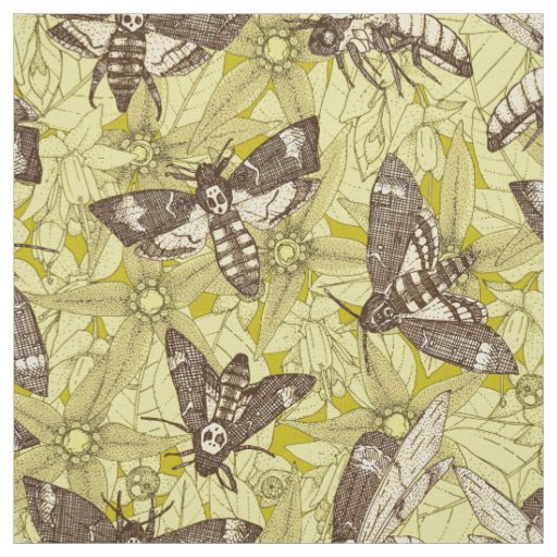 Death's-head hawkmoth chartreuse fabric